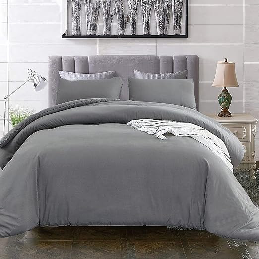 Luxlovery Grey Comforter Set Queen Men Dark Grey Bedding Comforter Sets Full Minimalist Solid Gra... | Amazon (US)