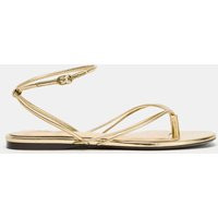 Zara - Metallic Effect Flat Sandals - Gold - 9 - Woman | Zara UK