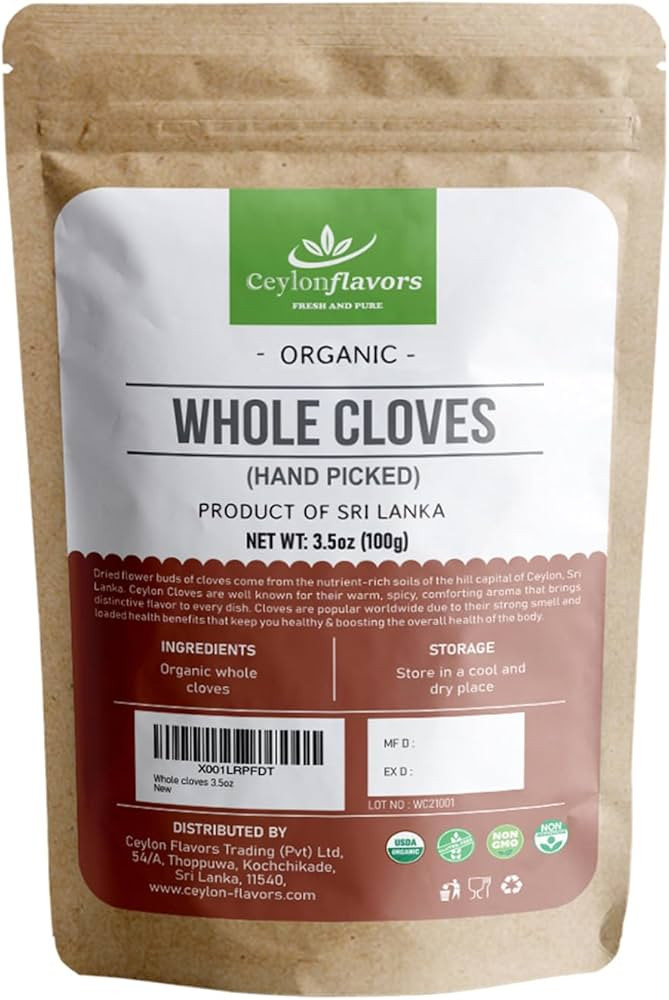 CEYLONFLAVORS FRESH AND PURE Organic Hand Picked Whole Cloves 3.5oz. Harvested from a USDA Certif... | Amazon (US)