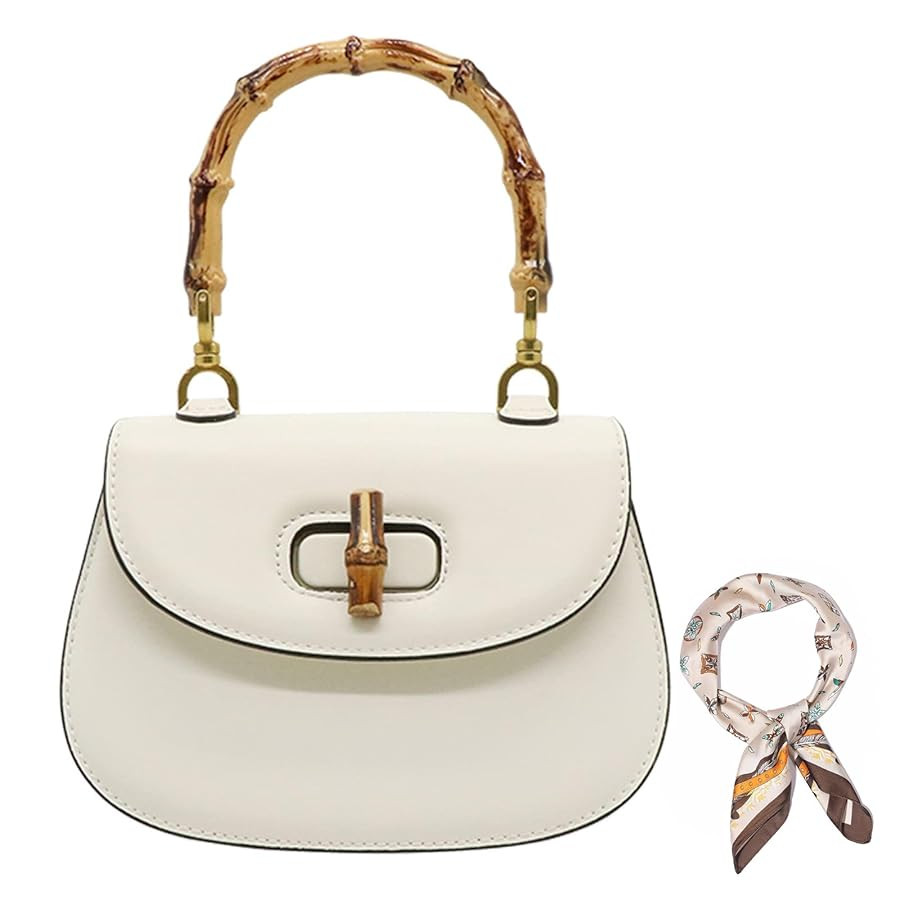 Women Shoulder Bag Bamboo Handle Handbag Crossbody Bag Fashion Casual Satchel Tote Bag with 27.5 ... | Amazon (US)