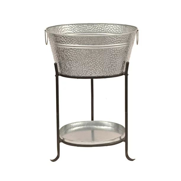 Beverage Tub w/Tray/Stand in Galvanized Steel "Pebbled Texture" by Madhu's Collection. Assembled ... | Walmart (US)