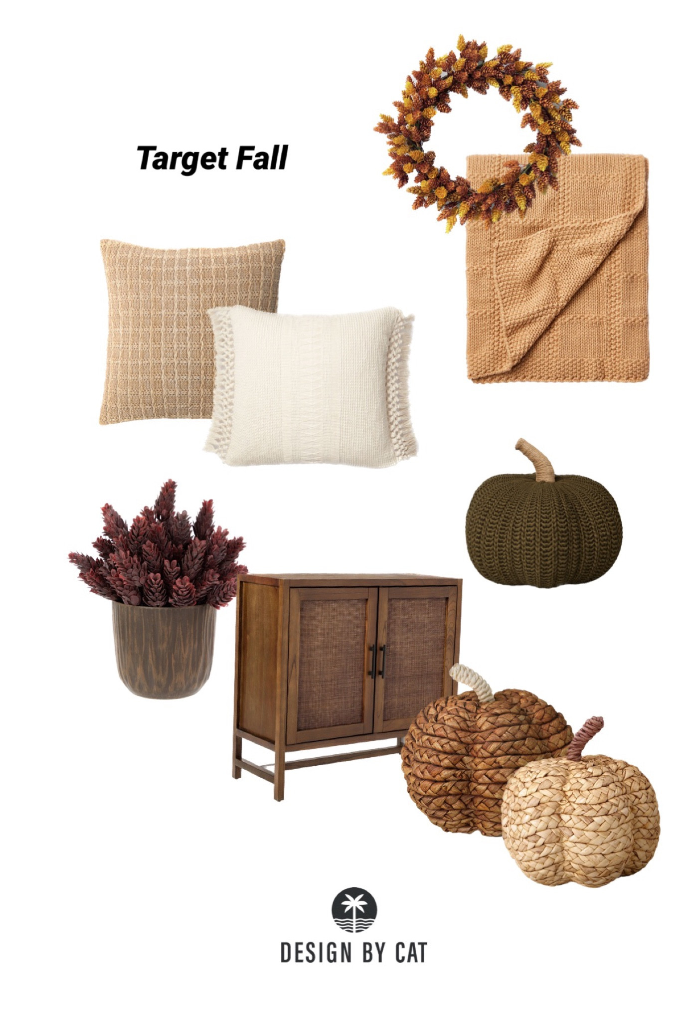 Target Fall Finds
Knitted Throw Blanket
Fall Wreath
Faux potted red floral arrangement
Woven pumpkin
Dark brown cabinet/sideboard
Neutral throw pillows
Woven pumpkins

#LTKhome #LTKSeasonal