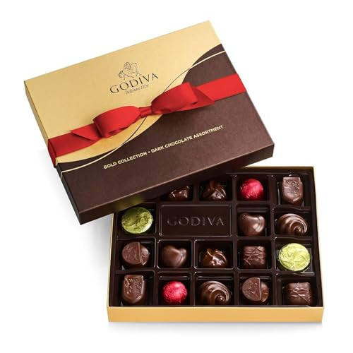 Godiva Chocolatier Valentine's Day Chocolate Gift Box, Rich Dark Chocolates for Loved Ones, Gourmet Valentine Box of Chocolate for Gift Basket, Candy Variety Pack, 18pc | Amazon (US)