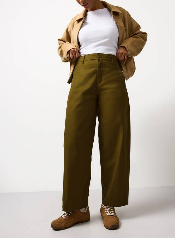 Olive Twisted Seam Barrel Leg Trousers 18 | Tu Clothing