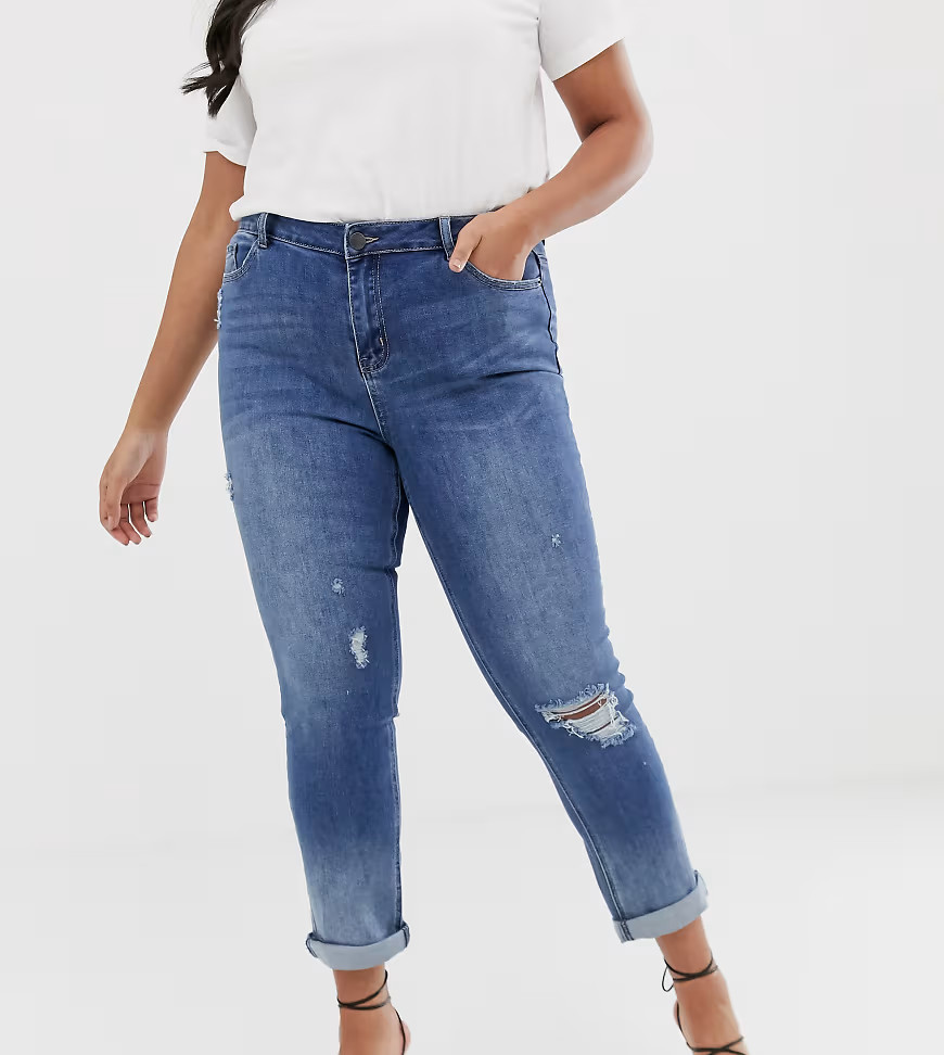 Simply Be Fern boyfriend jeans in blue wash | ASOS (Global)