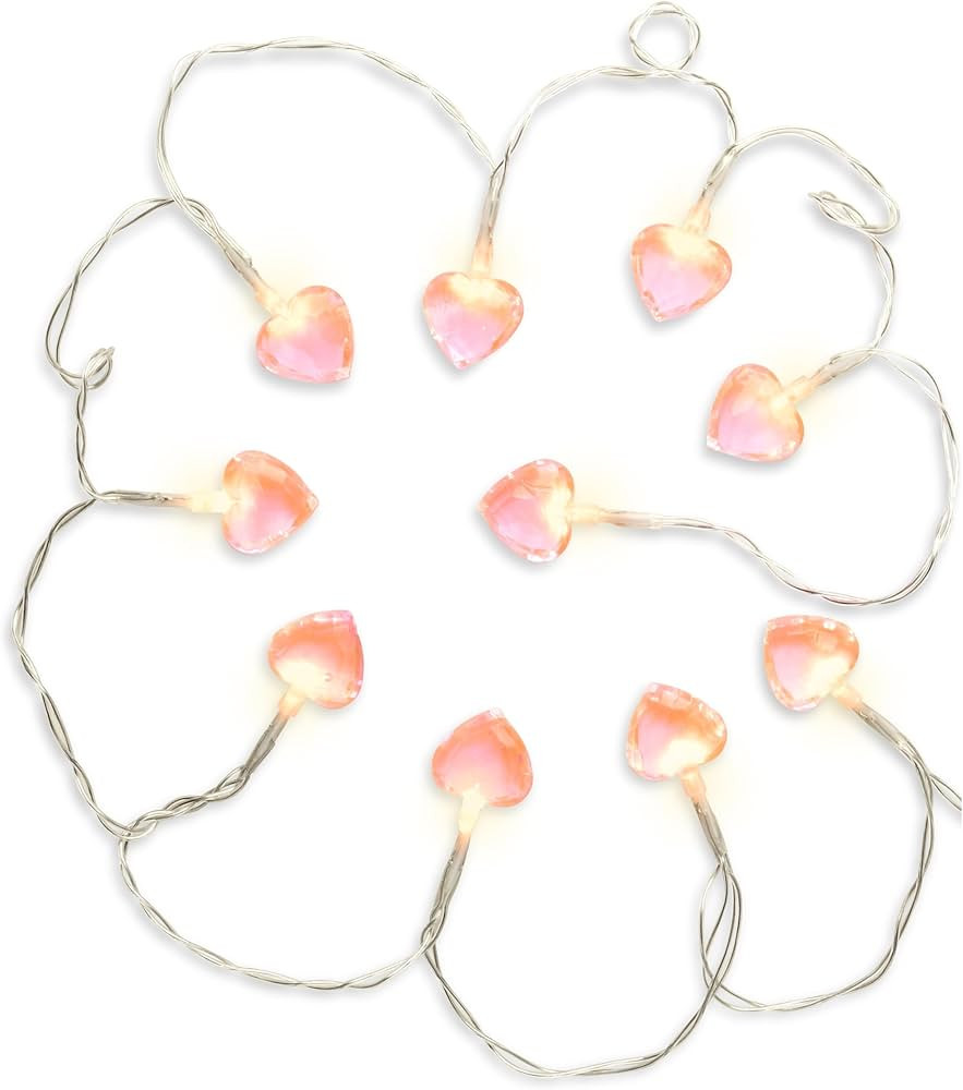 iscream 10 Light Pretty Pink Hearts 65" Long Battery Operated Light String | Amazon (US)