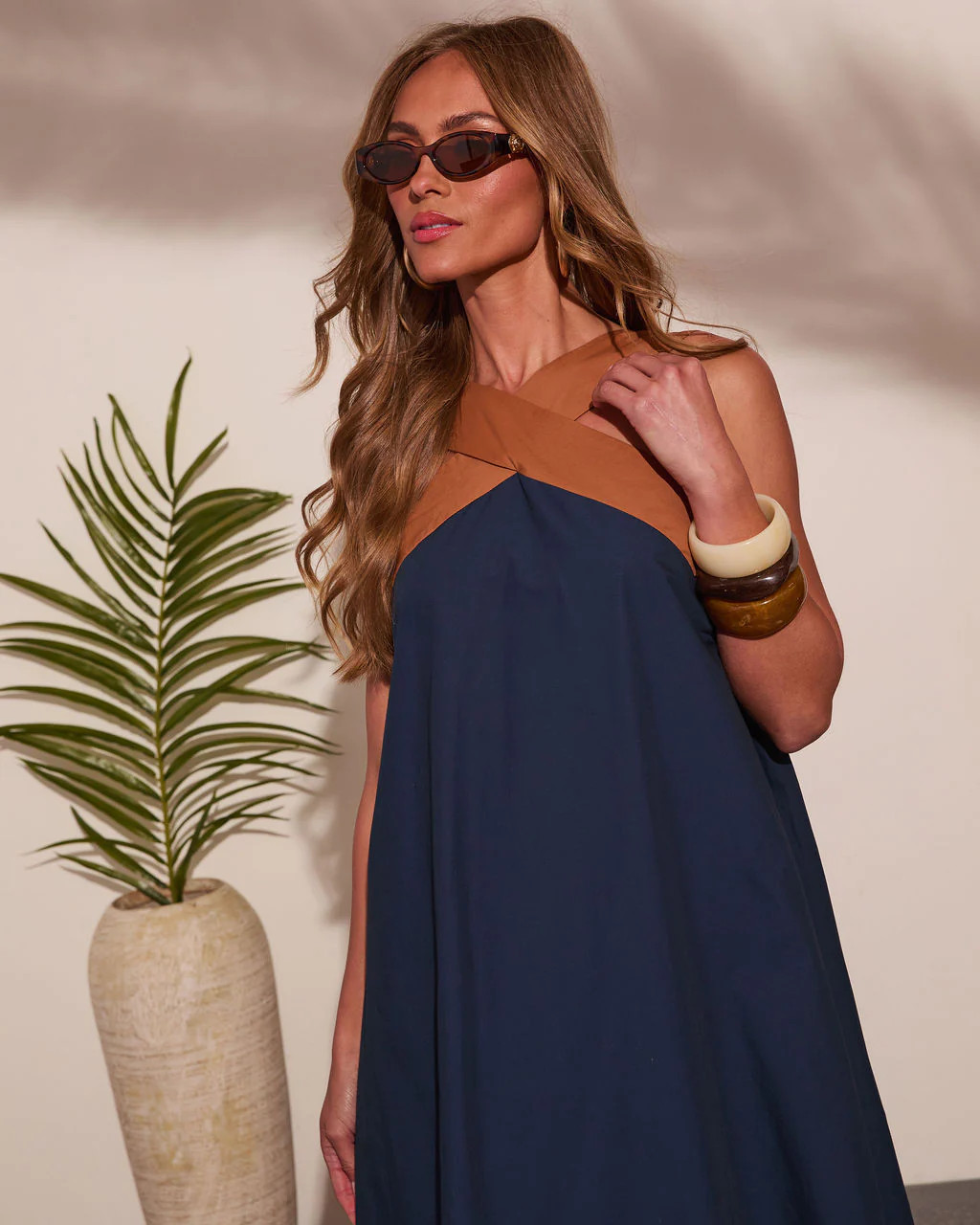 Barefoot Belle Cotton Contrast Halter Neck Maxi Dress | VICI