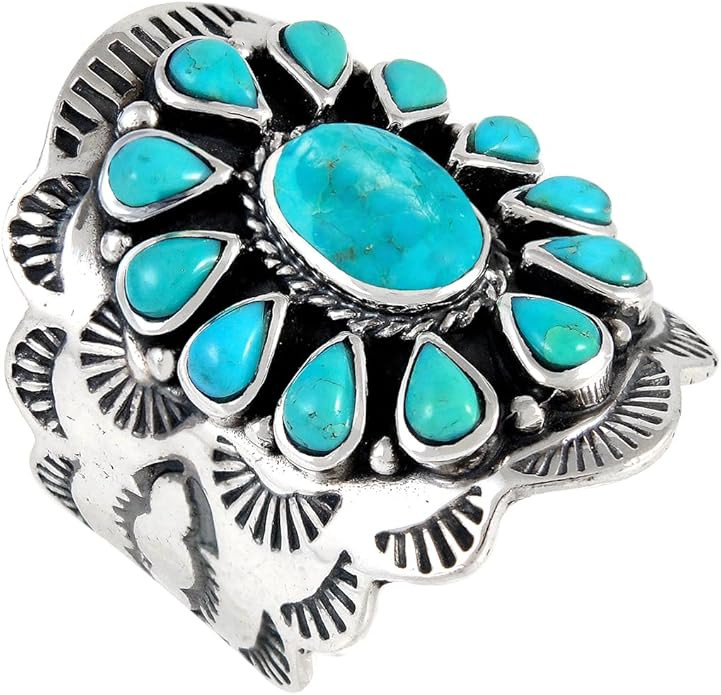 Sterling Silver Genuine Gemstones & Turquoise Ring (SELECT color) | Amazon (US)