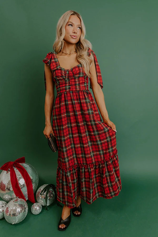Holiday Party Plaid Midi Dress | Impressions Online Boutique