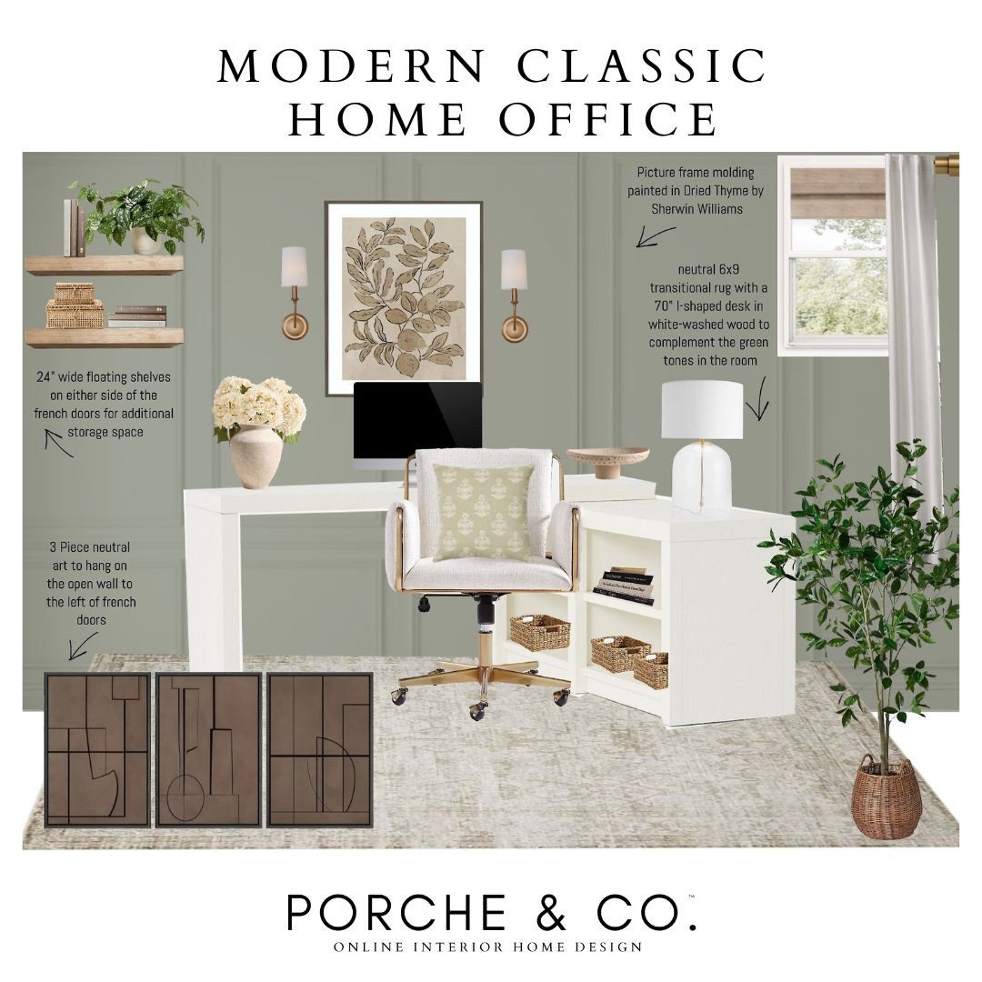 Where timeless meets modern 🌿✨ A neutral home office designed for clarity, creativity, and calm. Clean lines, natural light, and classic details make this space the perfect spot to get things done — in style. 
#porcheandco #homeoffice 

#LTKStyleTip #LTKHome
