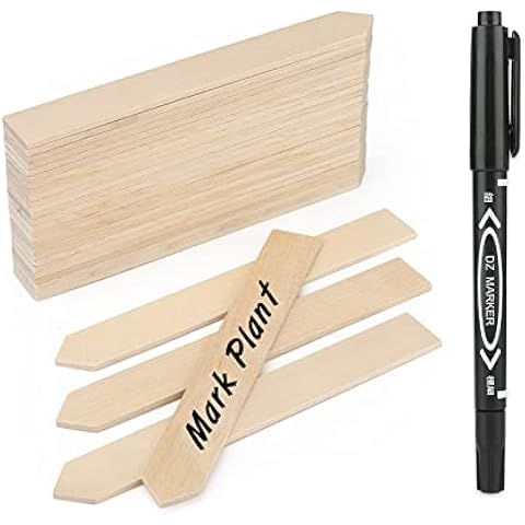 50Pcs Wooden Plant Labels, 6 Inch Garden Markers, Waterproof, Eco-Friendly, for Seed Pot Herbs Fl... | Amazon (US)