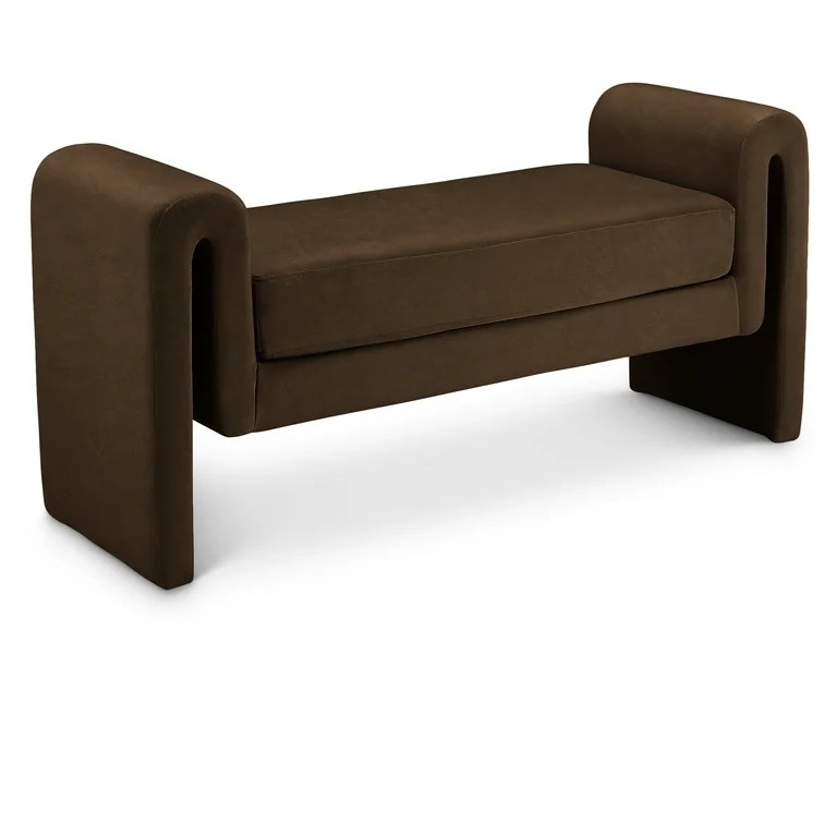 Meridian Furniture Stylus Brown Velvet Bench | Walmart (US)