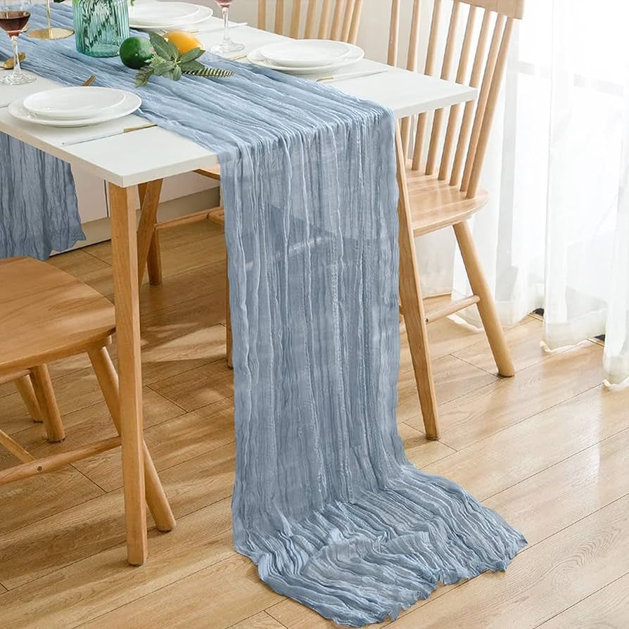 Maliton Dusty Blue Cheesecloth Table Runner 13.3ft Baby Blue Table Runner 160 Inches Cheesecloth ... | Amazon (US)