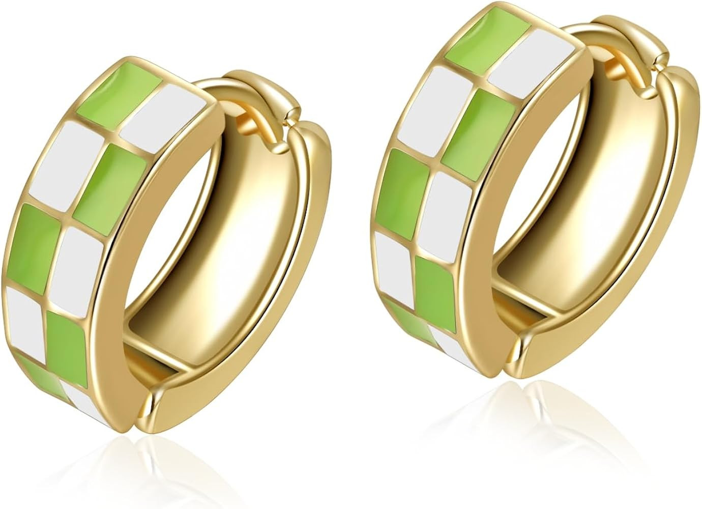 Chic Checker Small Hoop Cartilage Earrings Teacher Earrings for Women；White Black Enamel Hypoal... | Amazon (US)