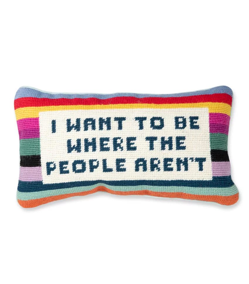 Furbish Studio I Want to be Where the People Aren't Needlepoint Pillow - ShopBAZAAR | Shop BAZAAR