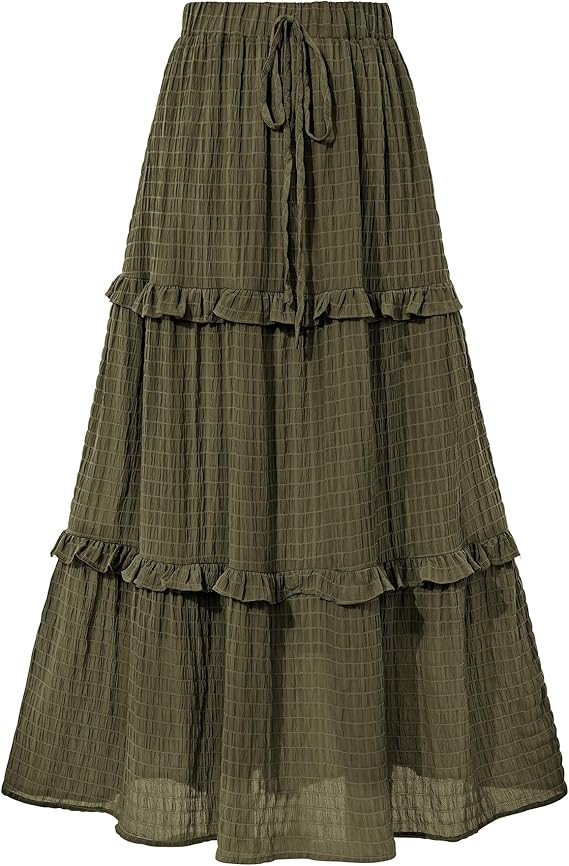 BTFBM Women's Long Summer Skirt 2026 Elegant High Waist Cocktail Party Wedding Guest Dress Flared... | Amazon (US)