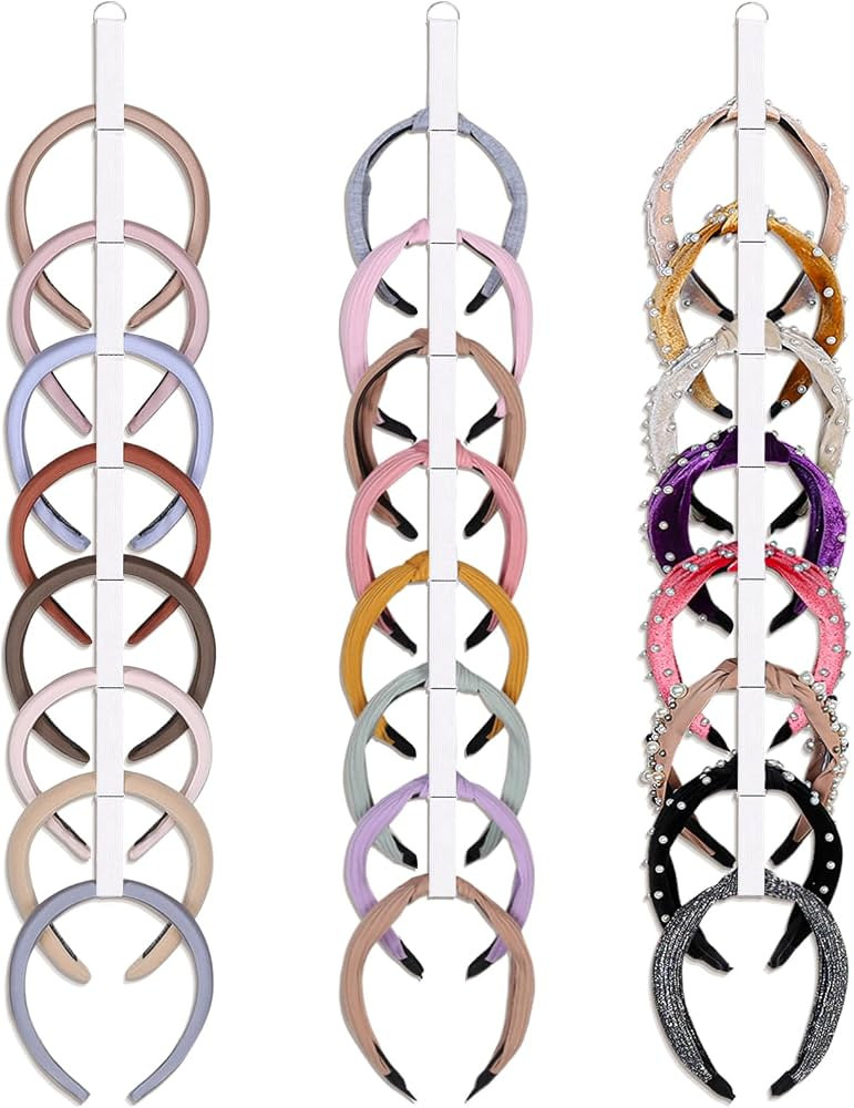 3 PCS Headband Holder Organizer for Girl,Hanging Hairband Storage for Women,White Hair Hoop Displ... | Amazon (US)