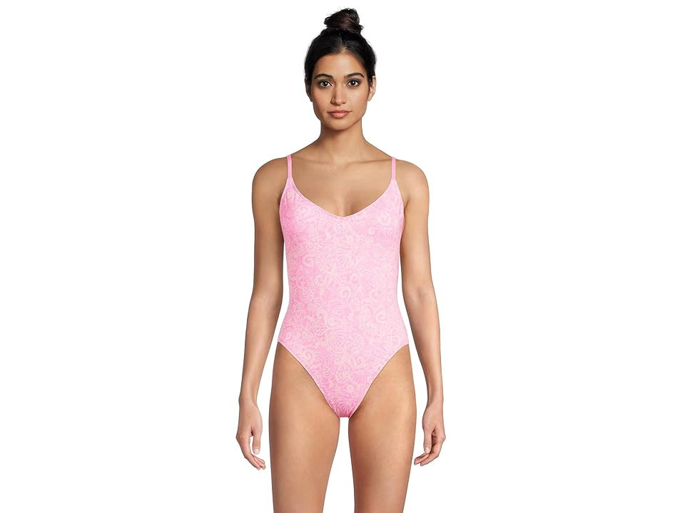 Lilly Pulitzer Klynn One-Piece Women's Swimsuits One Piece Rousseau Pink Tidepool Treasures Swim : 4, Lace/Nylon/Spandex | Zappos