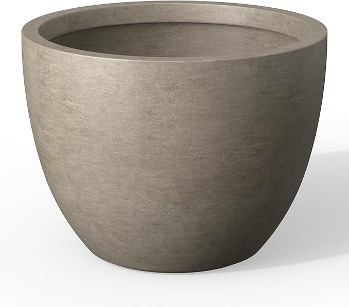 Kante 14.2 Inch Round Concrete Planter - Classic Large Indoor/Outdoor Plant Pot with Drainage Hol... | Amazon (US)