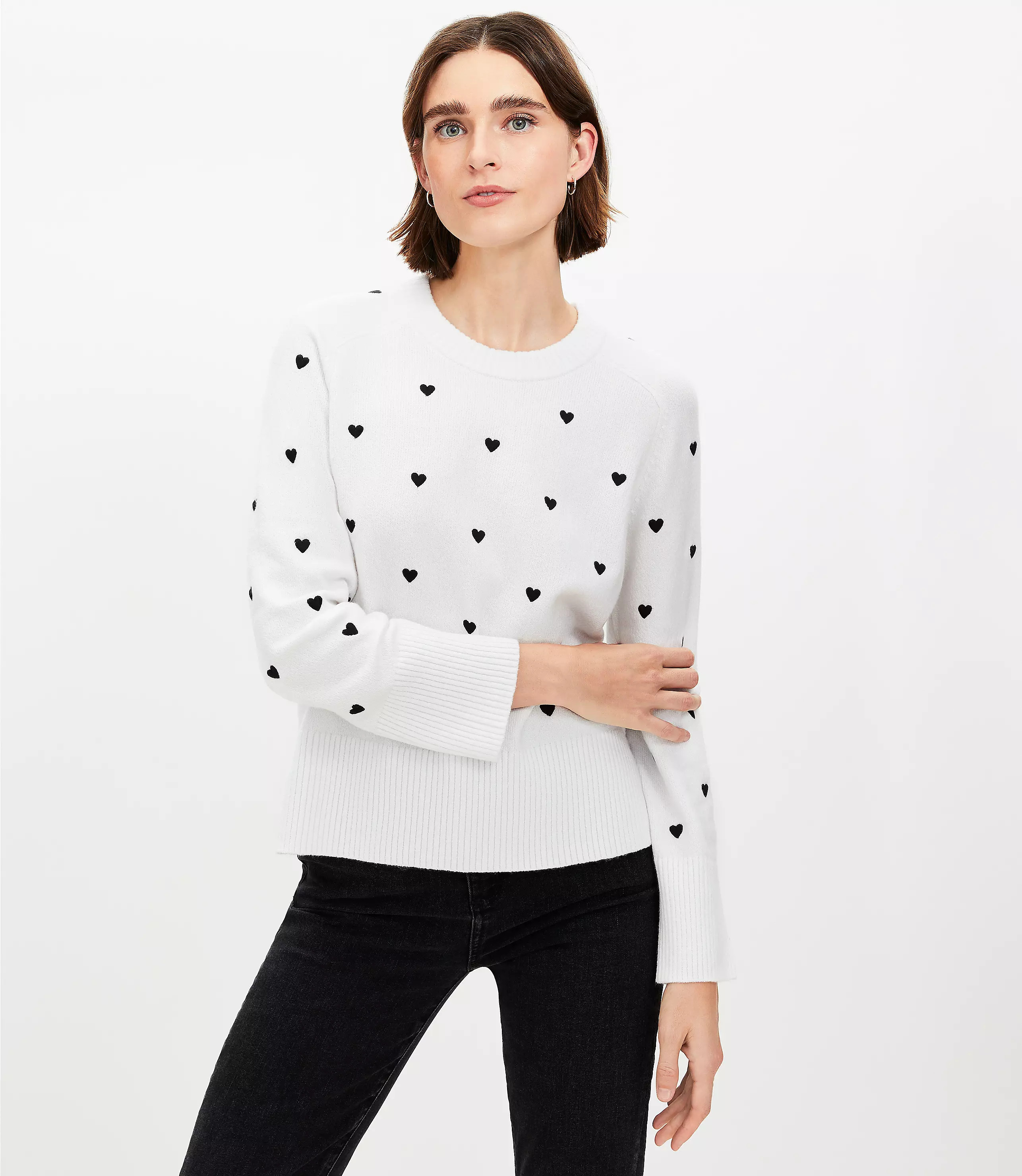 Mini Heart Embroidered Sweater | LOFT
