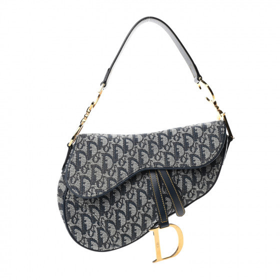 CHRISTIAN DIOR Monogram Saddle Bag Blue | Fashionphile