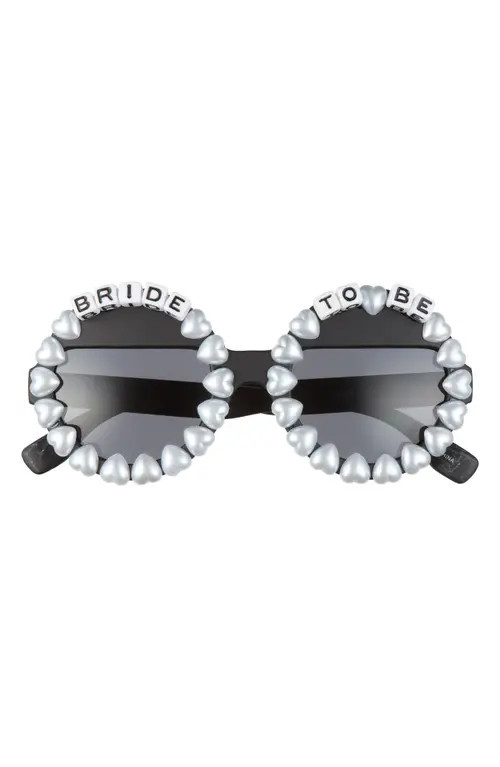 Rad + Refined Bride to Be Embellished Round Sunglasses in Black/Black at Nordstrom | Nordstrom