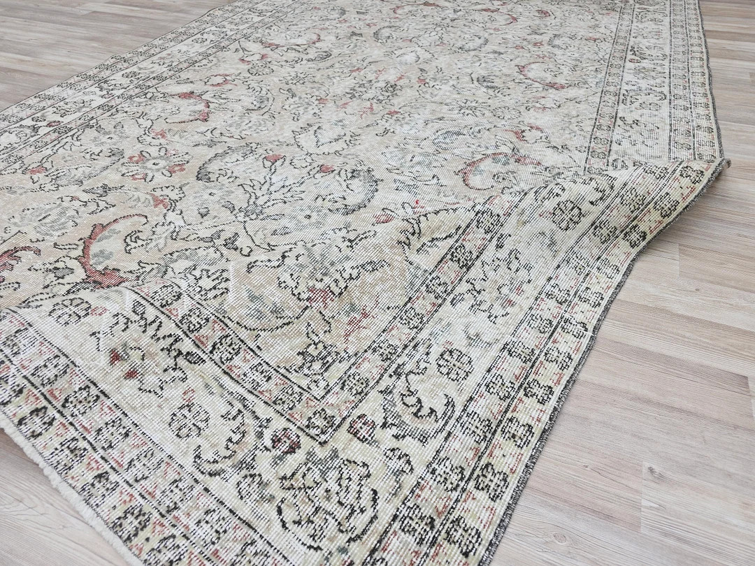 6x9 Neutral Vintage Rug, Antique Neutral Rug, Rustic Hnad Knotted Neutral Rug, Turkish Vintage Ru... | Etsy (US)