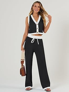 LILLUSORY 2 Piece Knit Sets Women's Summer Vest Sweatsuit Sets | Amazon (US)