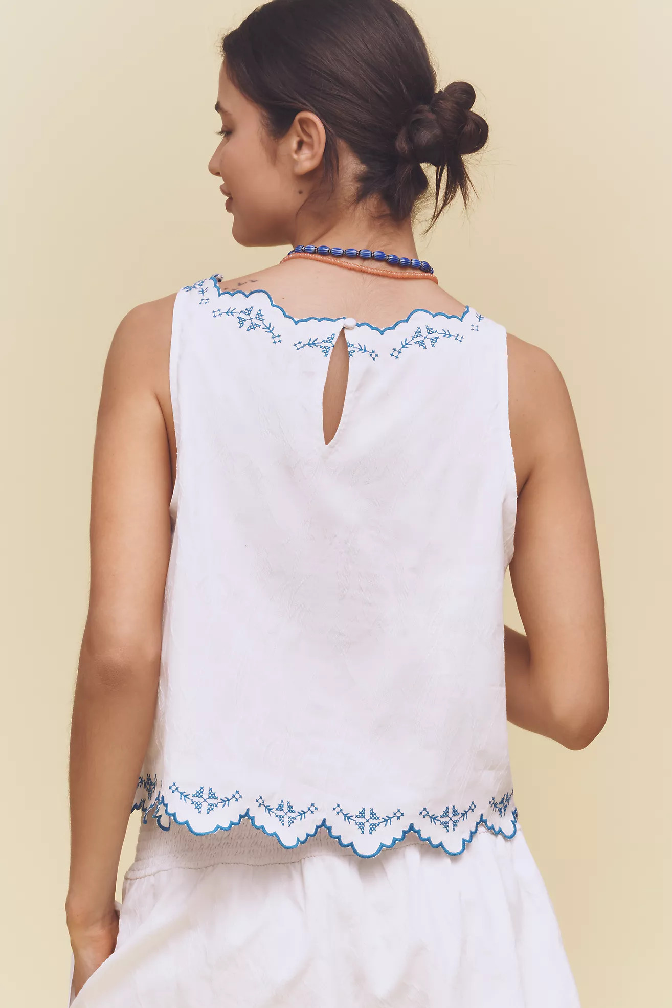 By Anthropologie Sleeveless Embroidered Blouse | Anthropologie (US)