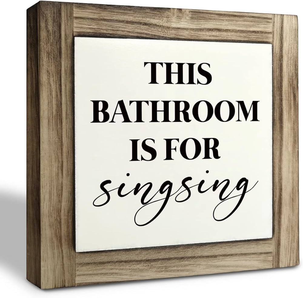 Bathroom Wood Plaque Sign, This Bathroom is for Singing, Singing Décor Sign, Box Wood Plaques De... | Amazon (US)