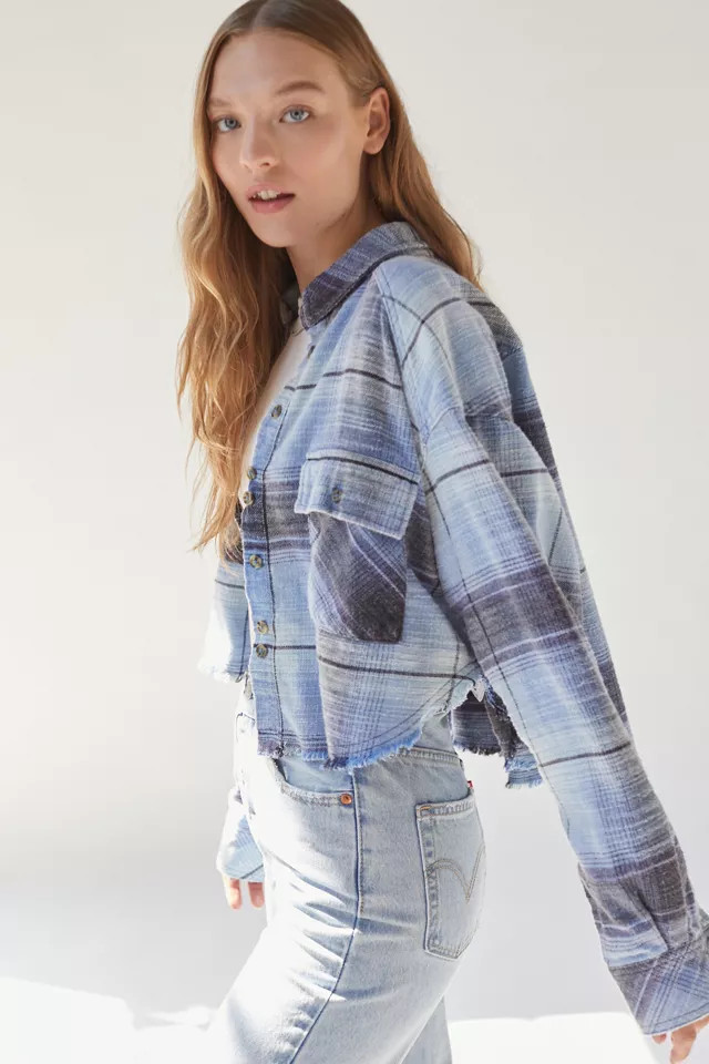 BDG Joey Flannel Cropped Button-Down Top | Urban Outfitters (US and RoW)