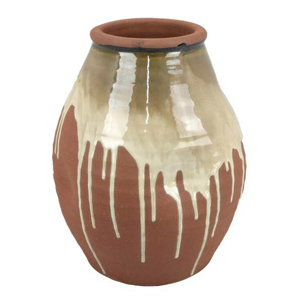 Tan Reactive Ceramic Vase, Brown | At Home