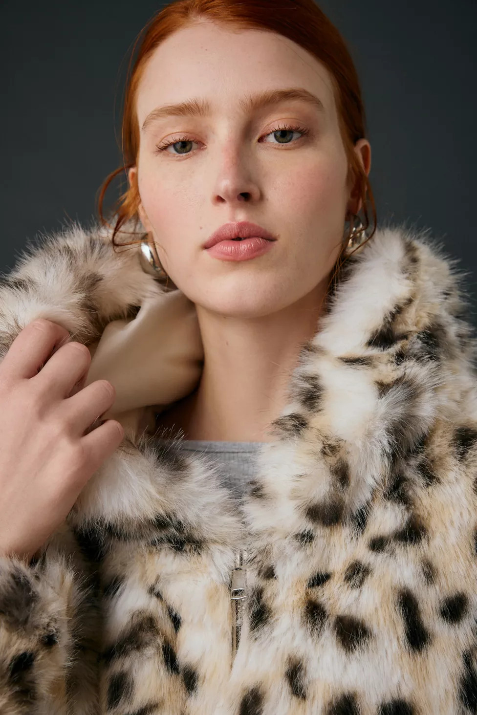 UO Sloanne Faux Fur Zip-Up Hooded Jacket | Urban Outfitters (US and RoW)