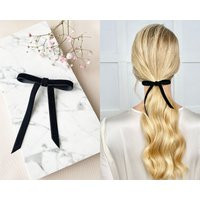 Classic Black Bow Clip, Barrette Clip Of Luxury Velvet Ribbon, Dark Academia Aesthetic, Elegant Hair Accessories For Thin & Thick | Etsy (US)