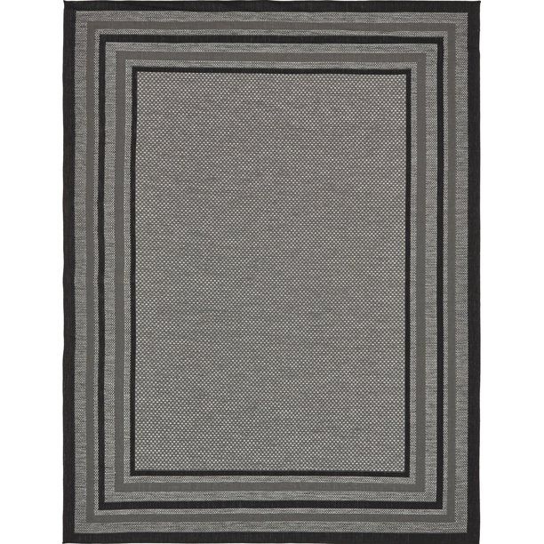 Unique LoomUnique Loom Multi Border Indoor/Outdoor Border Rug Gray/Black 9' x 12' Rectangle Borde... | Walmart (US)