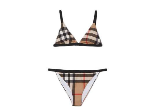 Women's Burberry Check Triangle Bikini in Archive Beige | StockX
