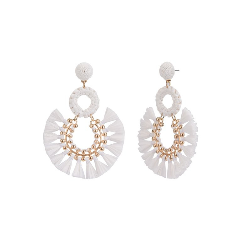 Time and Tru Women's Raffia Drop Earring | Walmart (US)
