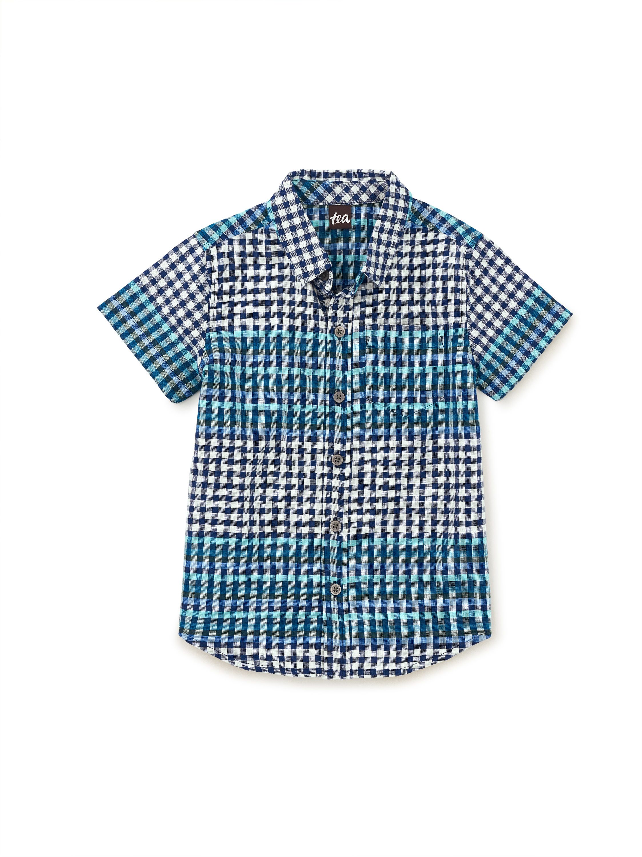 Plaid Button Up Woven Shirt | Tea Collection
