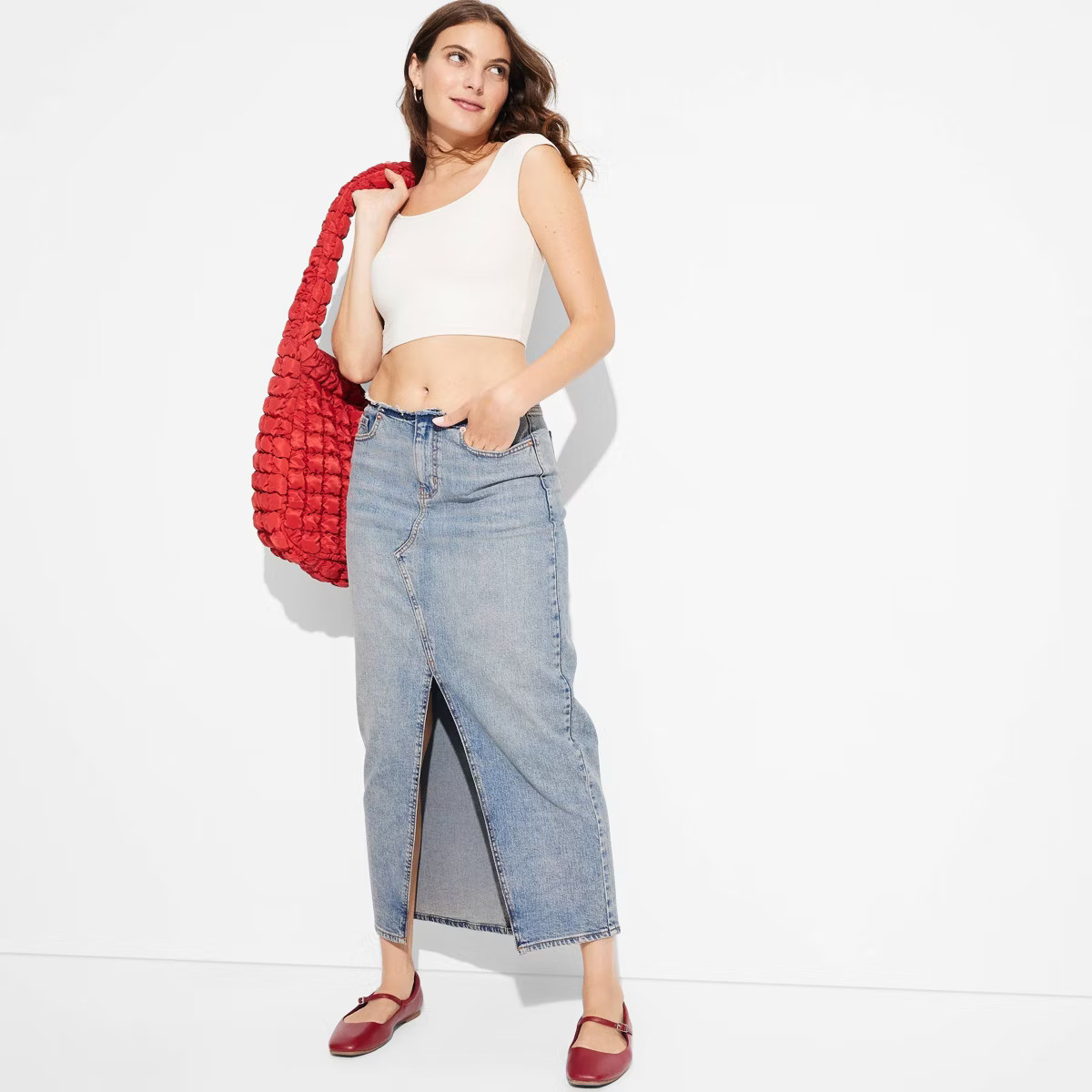 Women's Low-Rise Denim Midi Skirt - Wild Fable™ | Target