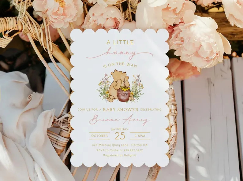 Winnie the Pooh Little Hunny Baby Shower Invitation • Girl • Honey Invite • Blush Pink • ... | Etsy (US)