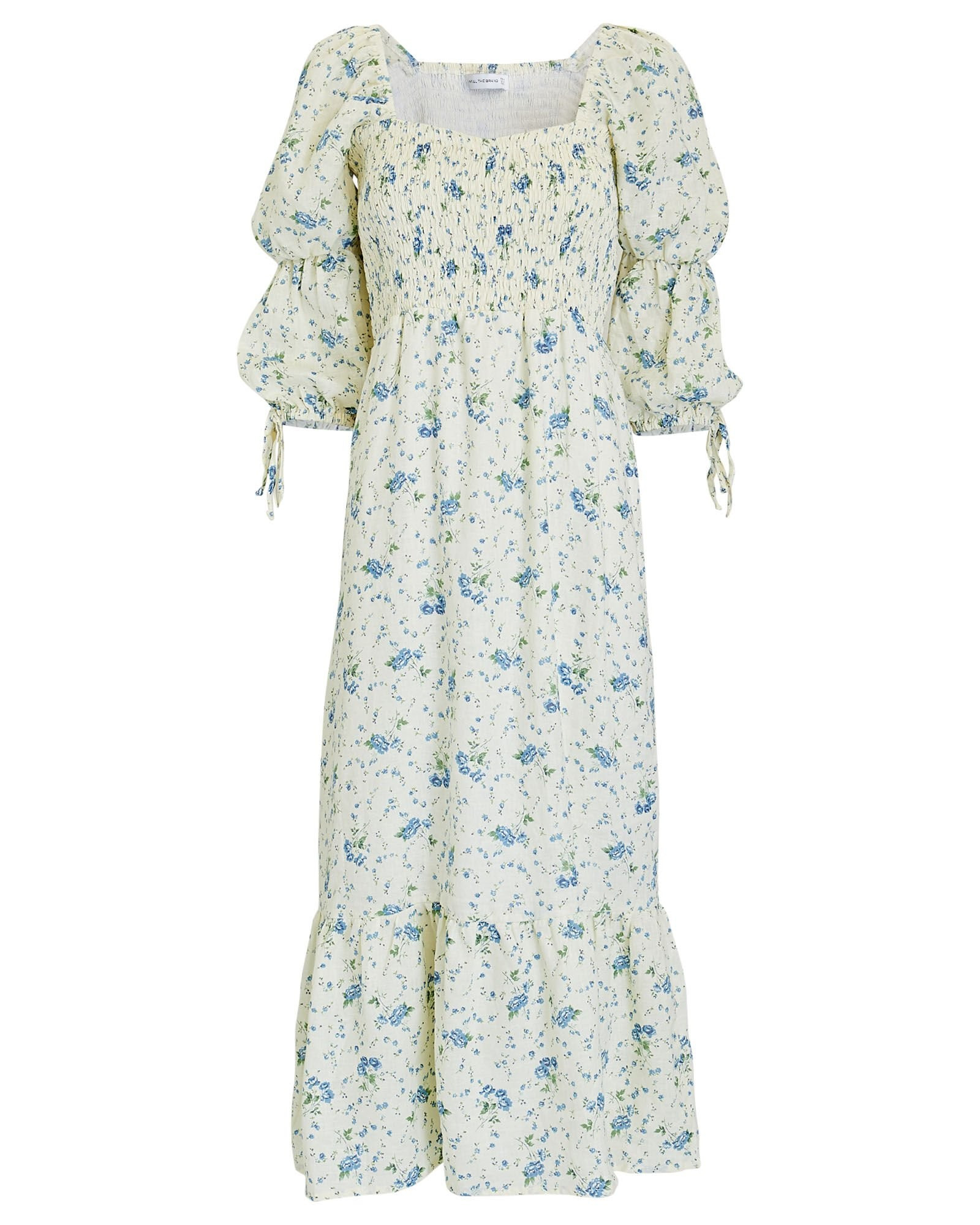 Marita Floral Linen Midi Dress | INTERMIX