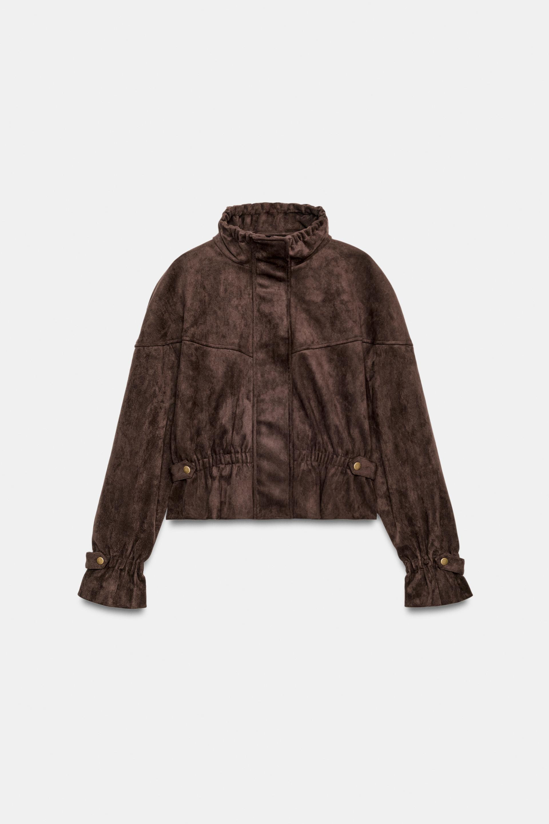 Zara - Suede-Effect Jacket - Brown - L - Woman | Zara US