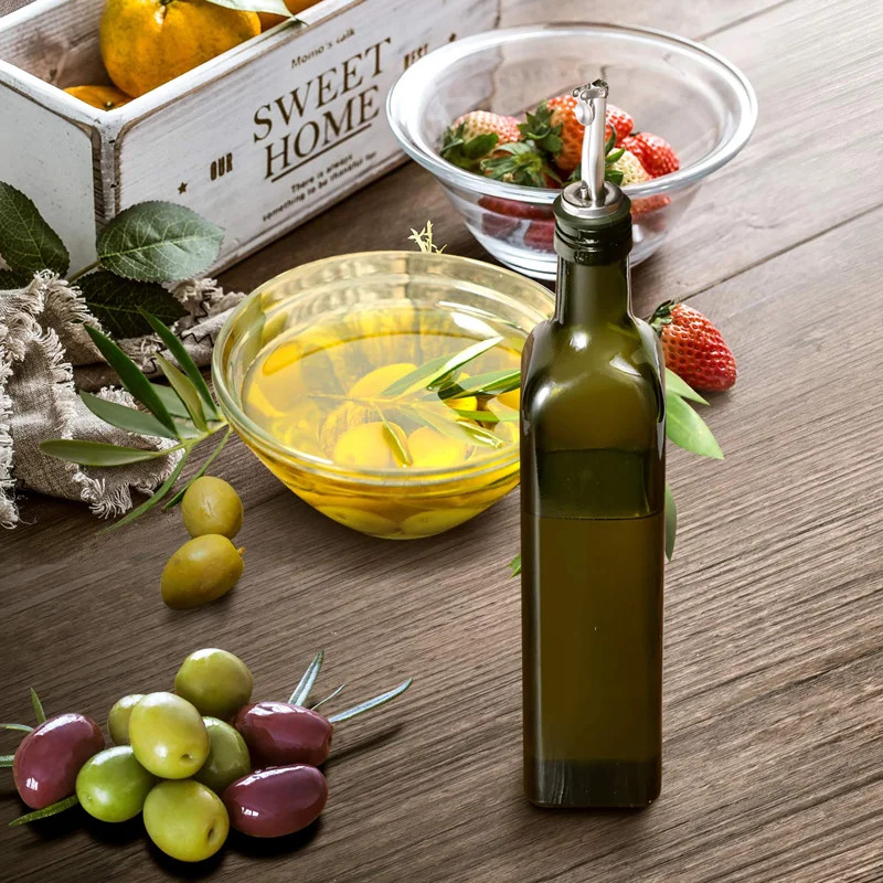17oz Glass Olive Oil Dispenser Bottle, 500ml Oil and Vinegar Cruet with Pourers and Funnel for Ki... | Wayfair North America