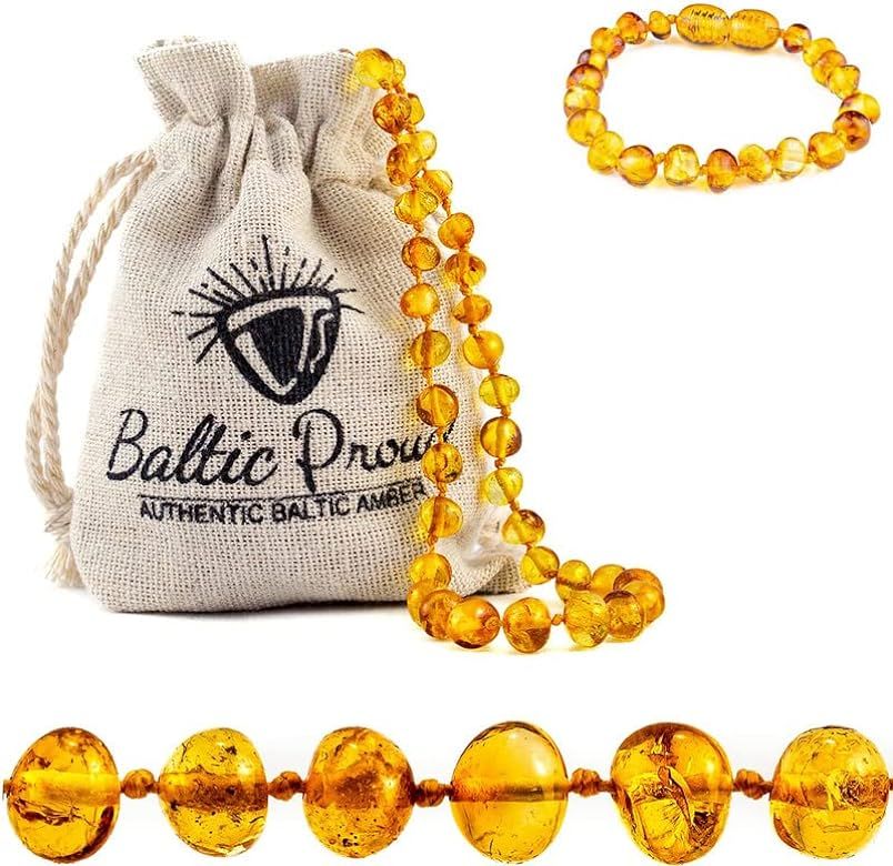 Baltic Amber Necklace and Bracelet Gift Set (Unisex Honey 12.5 Inches/5.5 Inches) - Certified Pre... | Amazon (US)