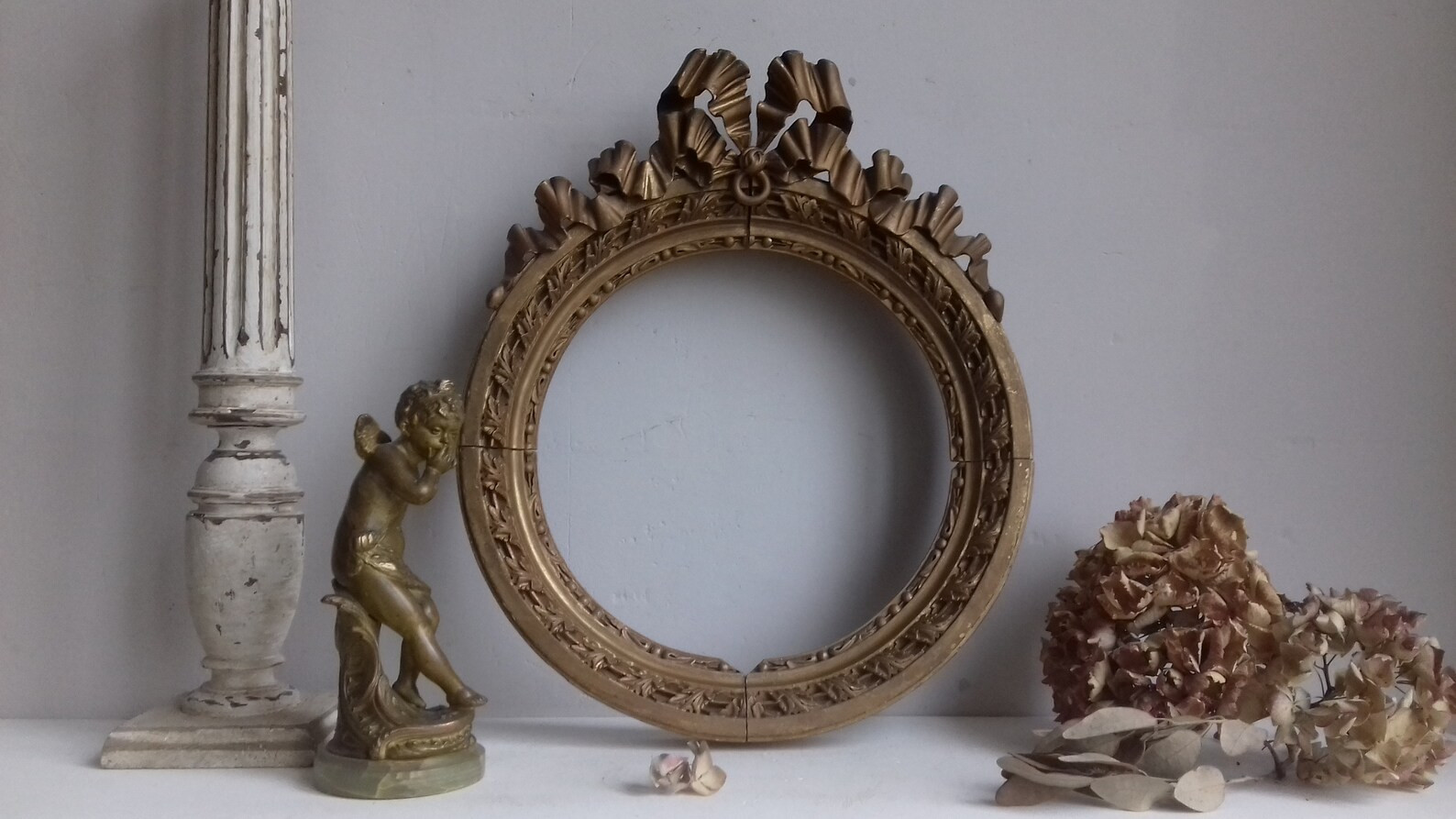 Read the full title
    Gilded wooden frame with open pediment decorated with Louis XVI-style rib... | Etsy (US)