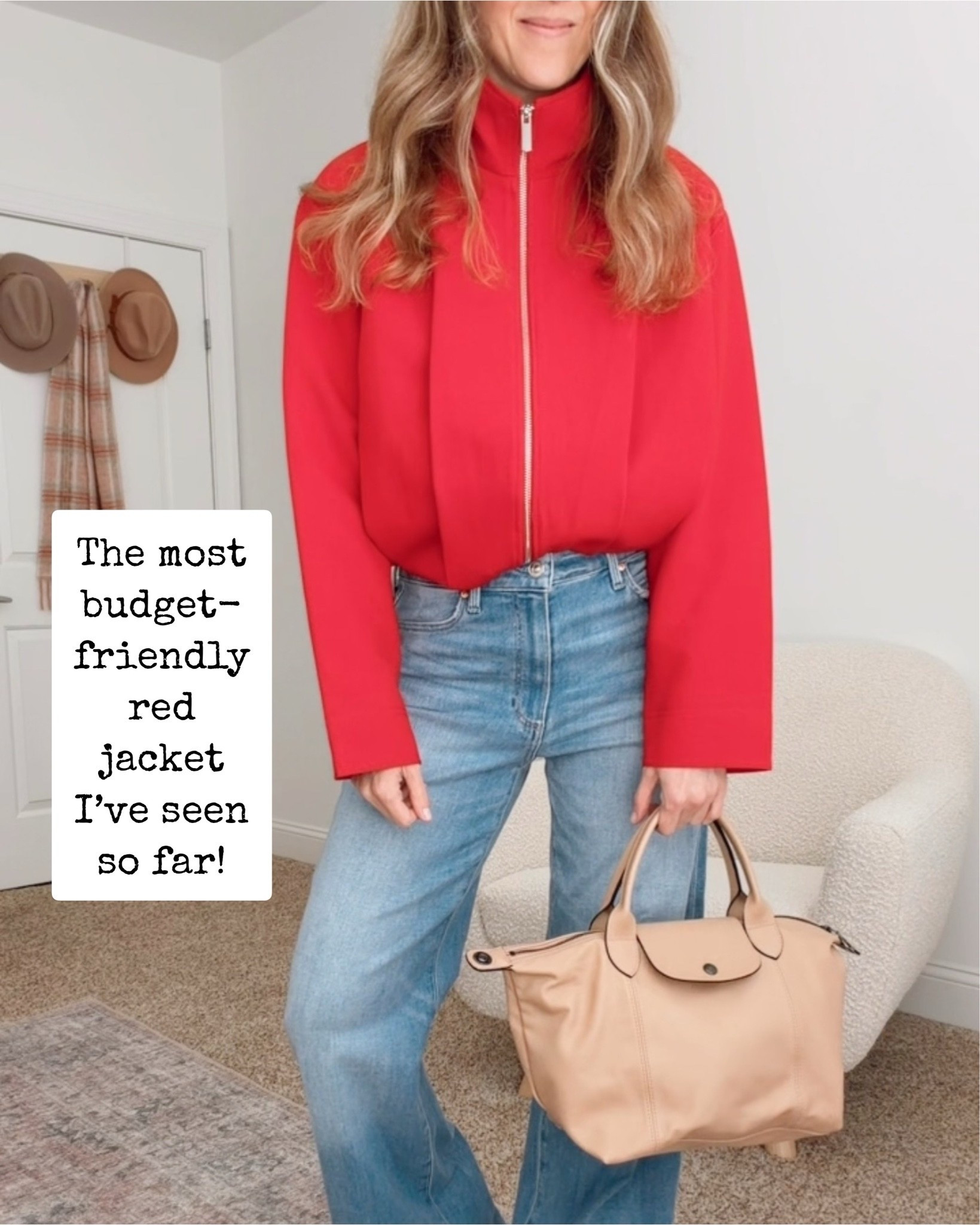I’m loving red and this jacket comes in so many other great colors. Size up for a roomier fit. ￼

#LTKSeasonal #LTKOver40 #LTKWorkwear