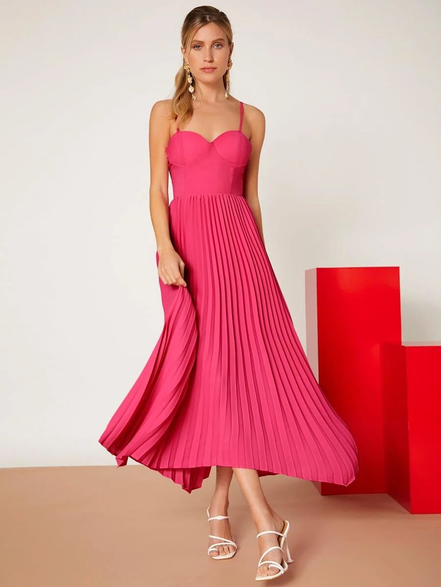 SHEIN Asymmetrical Hem Pleated Cami Dress SKU: sw2112035004533654(100+ Reviews)$18.75$24.00-22%Ma... | SHEIN