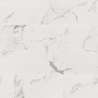 Carrara 12 in. x 24 in. Polished Porcelain Stone Look Floor and Wall Tile (16 sq. ft./Case) | The Home Depot