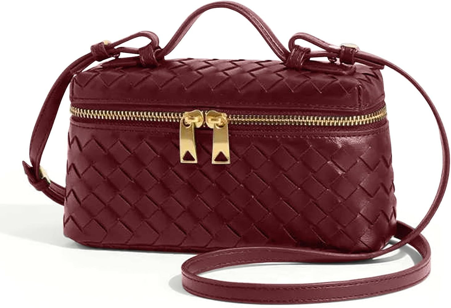 Womens Leather Woven Crossbody Purse Fashion Square Handbag Cute Satchels Shoulder Bag Mini Top-H... | Amazon (US)