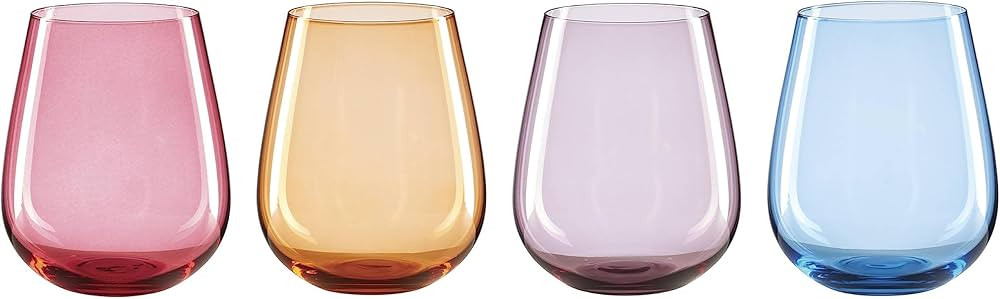 Oneida True Colors Stemless Wine Glasses, Set of 4, 4 Count, Multi | Amazon (US)